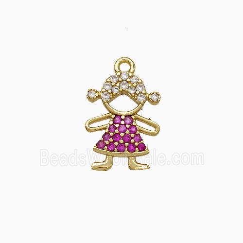 Copper Kids Girls Pendant Pave Zirconia Gold Plated