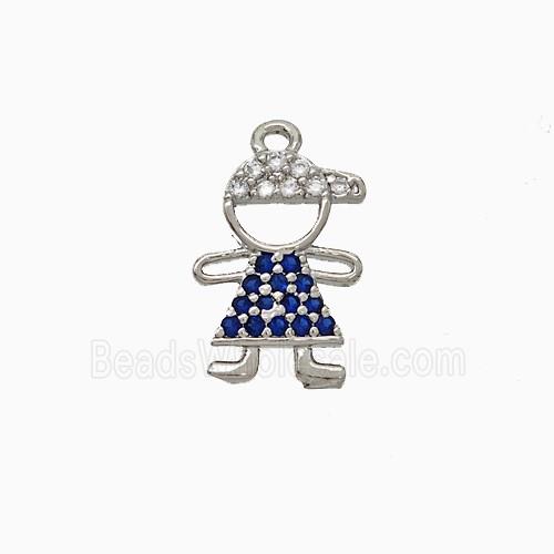 Copper Kids Boy Pendant Pave Zirconia Platinum Plated