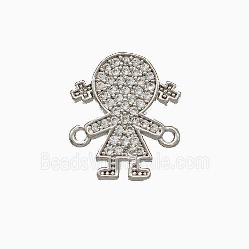 Copper Kids Girls Connector Pave Zirconia Platinum Plated