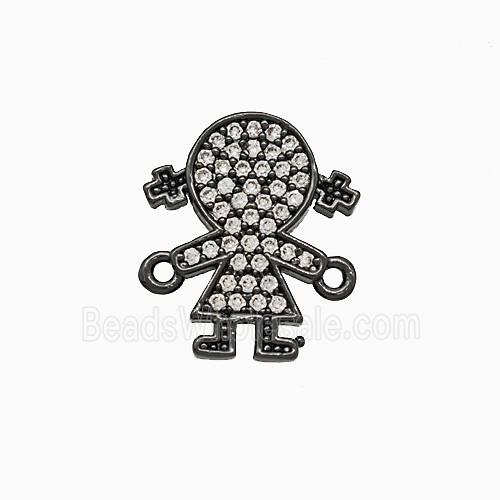 Copper Kids Girls Connector Pave Zirconia Black Plated
