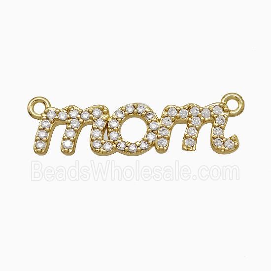 Copper MOM Pendant Pave Zirconia 2loops Gold Plated