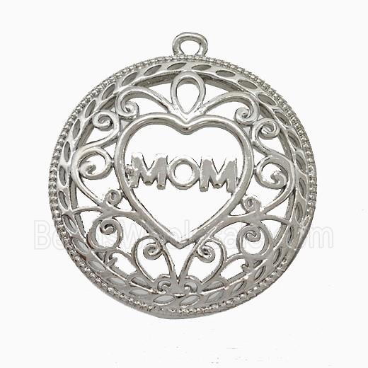 Copper Heart Mom Pendant Platinum Plated