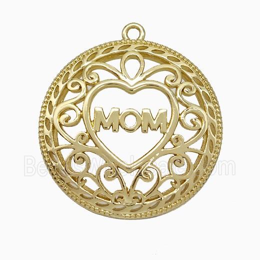 Copper Heart Mom Pendant Gold Plated
