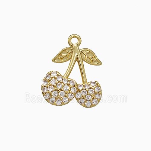 Copper Cherry Pendant Micropave Zirconia Gold Plated