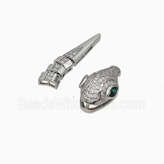 Copper Snake Pendant Micropave Zirconia Platinum Plated