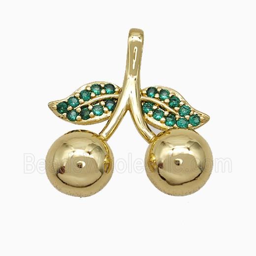 Copper Cherry Pendant Pave Zirconia Gold Plated