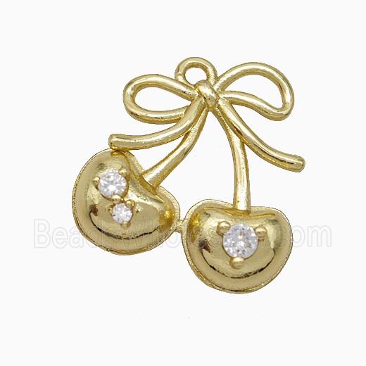 Copper Cherry Pendant Pave Zirconia Gold Plated