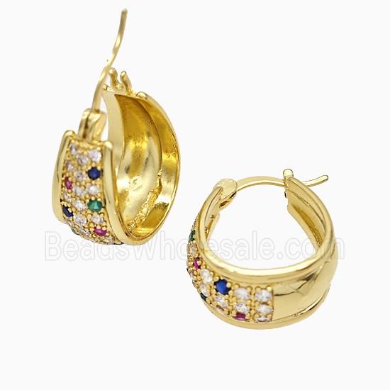 Copper Leaveback Earrings Pave Zirconia Gold Plated