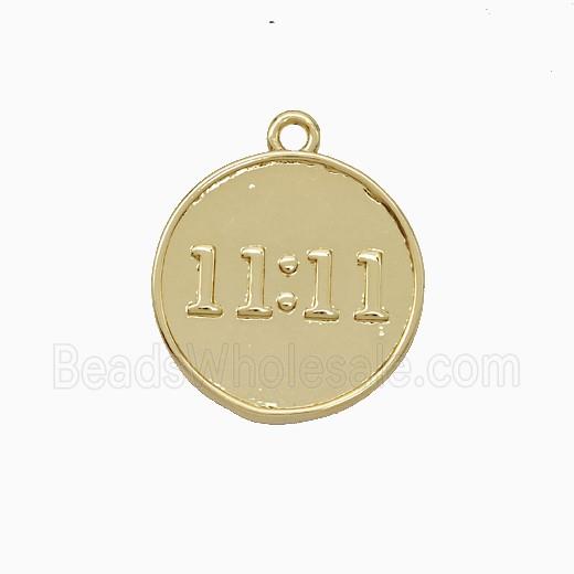 Copper Pendant Double Eleven Number 11 Circle Gold Plated
