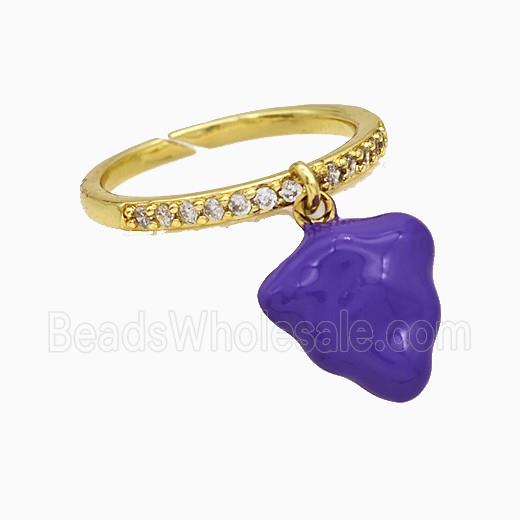 Copper Strawberry Rings Purple Enamel Gold Plated