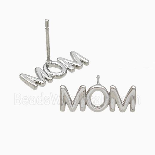 Copper MOM Stud Earrings Platinum Plated