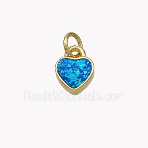 Copper Heart Pendant Pave Fire Opal 18K Gold Plated