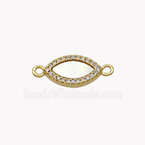 Copper Eye Connector Pave Shell Zirconia 18K Gold Plated