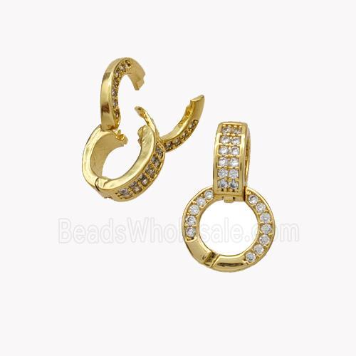 Copper Clasp Bail Pave Zirconia Gold Plated