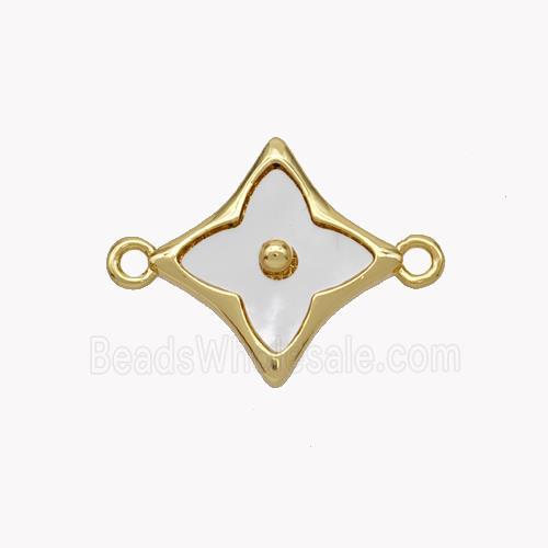 Copper Clover Connector Pave Shell Gold Plated