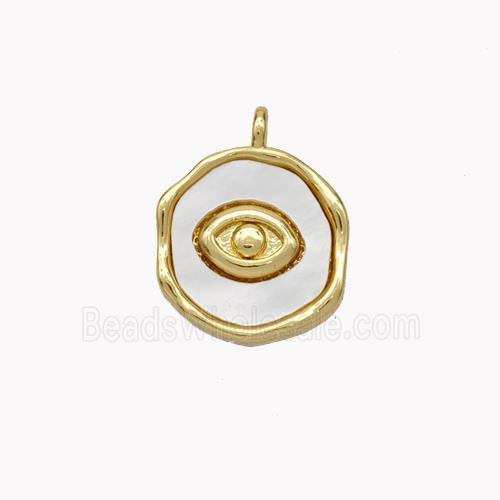 Copper Eye Pendant Pave Shell Circle Gold Plated