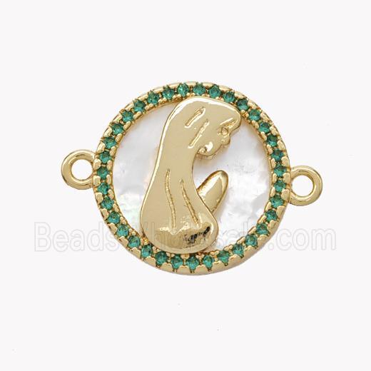 Copper Saint Connector Pave Shell Zirconia Circle 18K Gold Plated