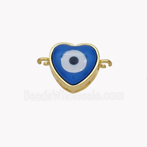 Copper Heart Connector Pave Shell Evil Eye 18K Gold Plated
