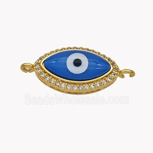 Copper Oval Connector Pave Shell Zirconia Evil Eye 18K Gold Plated