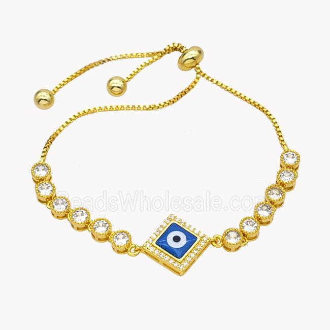 Copper Eveil Eye Bracelet Pave Zirconia Adjustable 18K Gold Plated