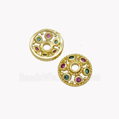 Copper Beadcaps Pave Zirconia Gold Plated