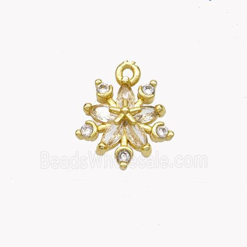 Copper Flower Pendant Pave Zirconia Gold Plated