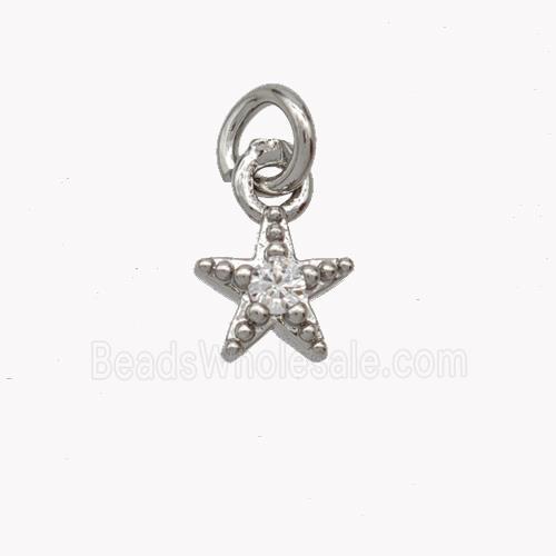Copper Star Pendant Pave Zirconia Platinum Plated
