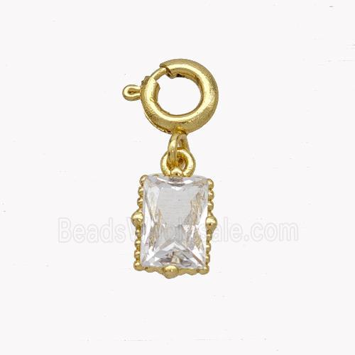 Copper Rectangle Pendant Pave Crystal Glass Gold Plated