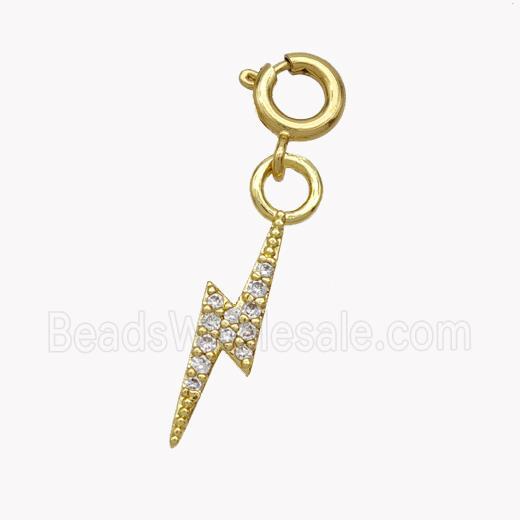 Copper Lightning Pendant Pave Zirconia Gold Plated