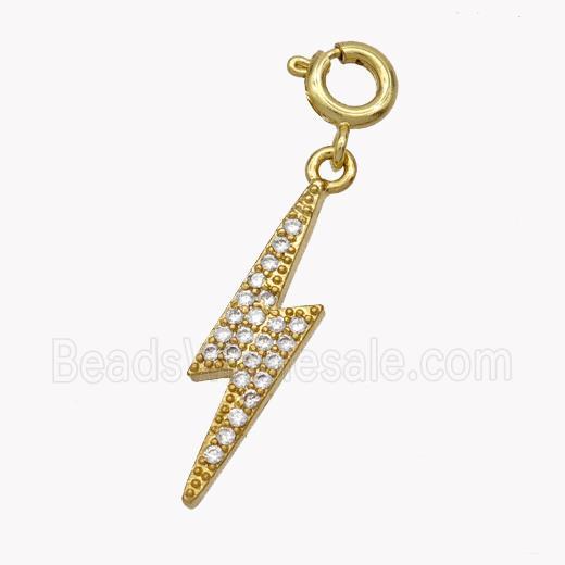 Copper Lightning Pendant Pave Zirconia Gold Plated