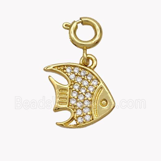 Copper Fish Pendnat Pave Zirconia Gold Plated