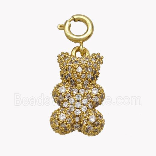 Copper Bear Pendant Pave Zirconia Gold Plated
