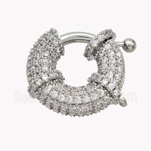 Copper Clasp Micropave Zirconia Platinum Plated
