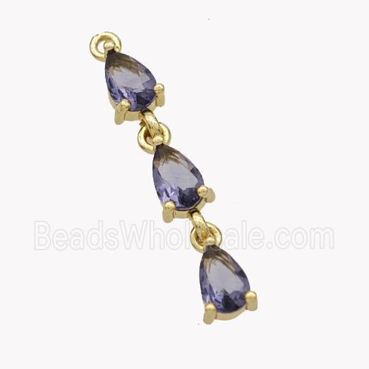 Copper Teardrop Pendant Pave Zirconia Gold Plated