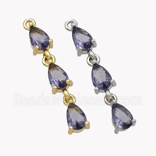 Copper Teardrop Pendant Pave Zirconia Mixed