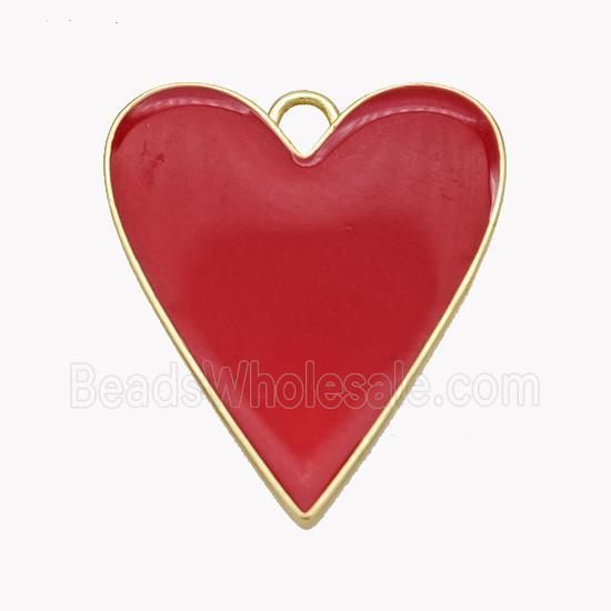 Copper Heart Pendant Red Enamel Gold Plated