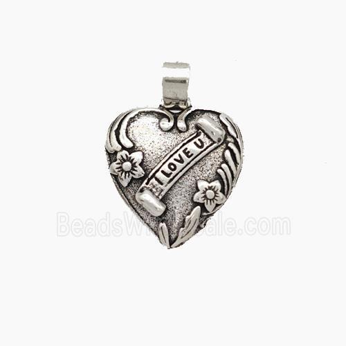 Copper Heart Pendant ILoveU Antique Silver
