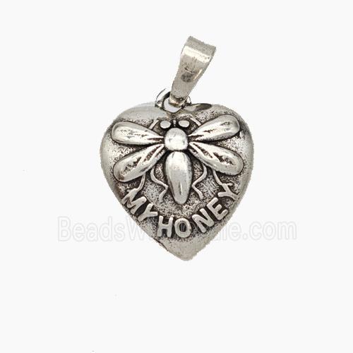 Copper Heart Dragonfly Pendant MyHoney Antique Silver