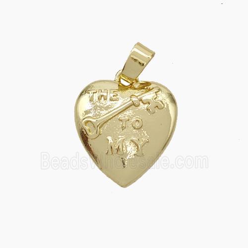 Copper Heart Key Pendant Gold Plated