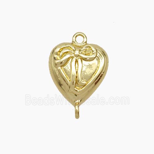 Copper Heart Connector Bowknot Gold Plated
