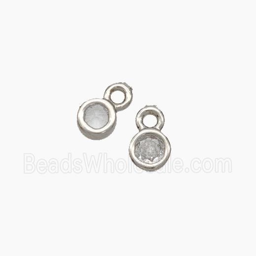 Copper Coin Pendant Pave Zirconia Platinum Plated