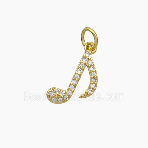 Copper Musical Note Pendant Pave Zirconia Gold Plated