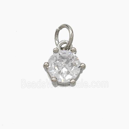 Clear Cubic Zirconia Pendant Copper Platinum Plated