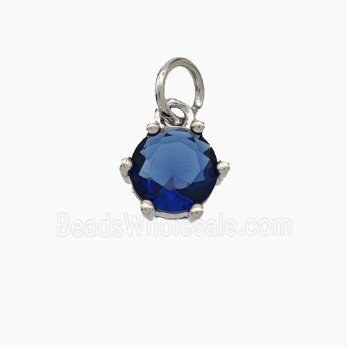 Blue Cubic Zirconia Pendant Copper Platinum Plated