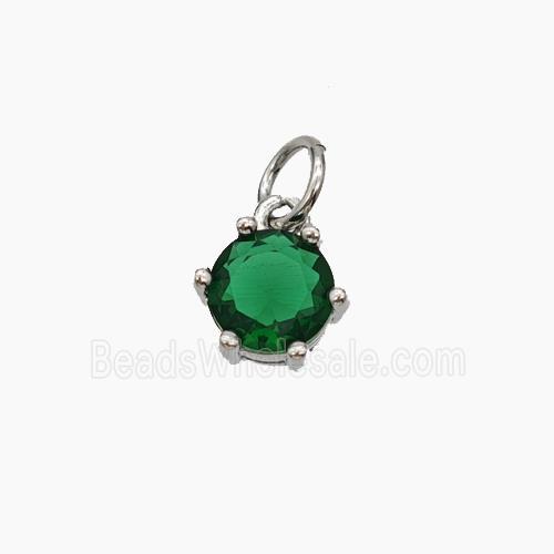 Green Cubic Zirconia Pendant Copper Platinum Plated