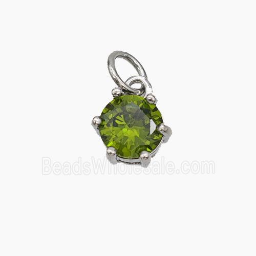 Olive Cubic Zirconia Pendant Copper Platinum Plated