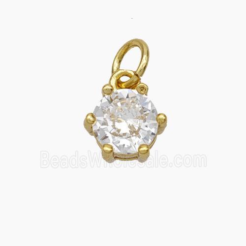 Clear Cubic Zirconia Pendant Copper Gold Plated