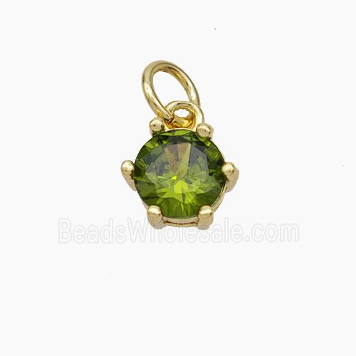 Olive Cubic Zirconia Pendant Copper Gold Plated