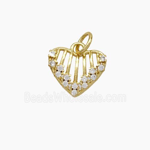 Copper Heart Pendant Micropave Zirconia Gold Plated