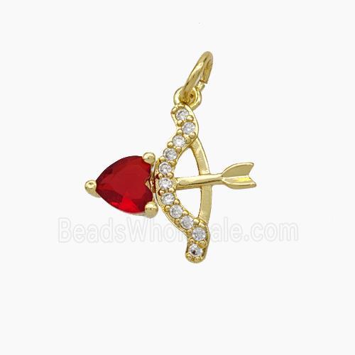 Copper Cupid-Arrow Pendant Pave Zirconia Gold Plated